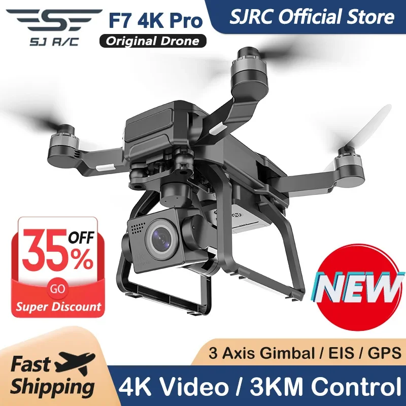 SJRC F7 4K 프로 카메라 드론, FPV 3km, - Drone Gimbal 리뷰 및 가격